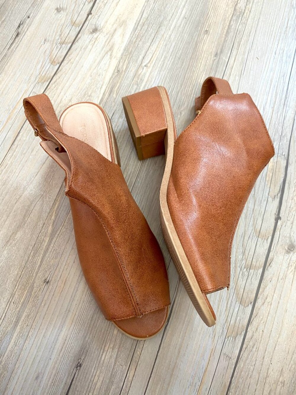Topshop Brown Peep Toe Heels Size 7